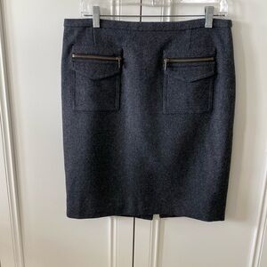 J Crew Gray Wool pencil skirt size 8